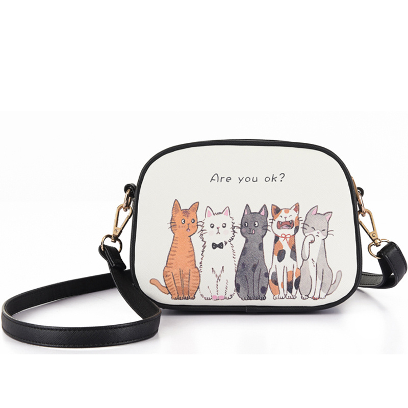 Handmade lifelike black cat messenger bag, made of high quality faux fur and PU