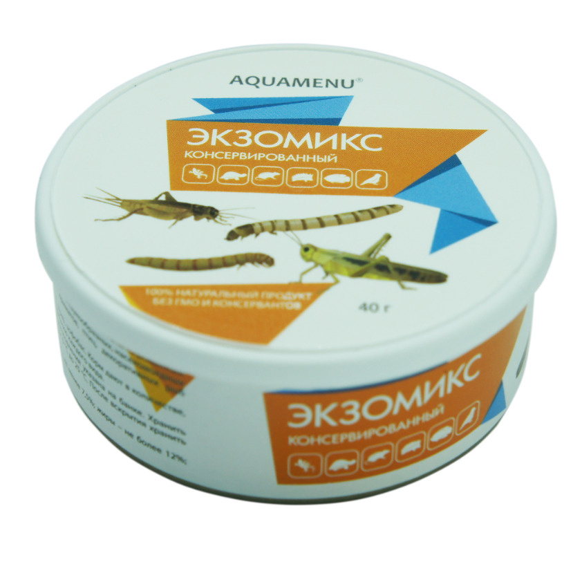 Экзомикс AQUAMENU (сверчок, зофобас, мучной червь, саранча консервированная) (40г.)  #1