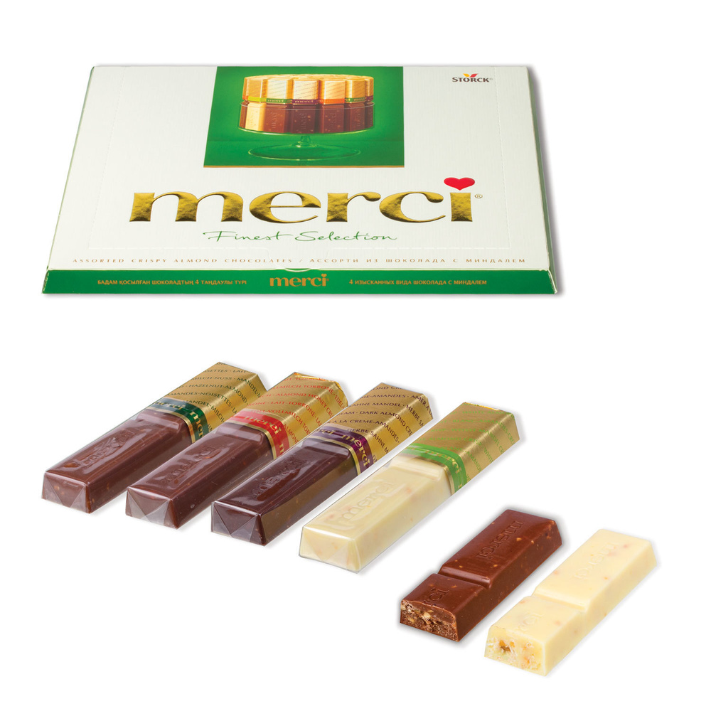 Конфеты шоколадные MERCI (Мерси), ассорти из шоколада с миндалем, 250 г, картонная коробка, 014457-20 #1