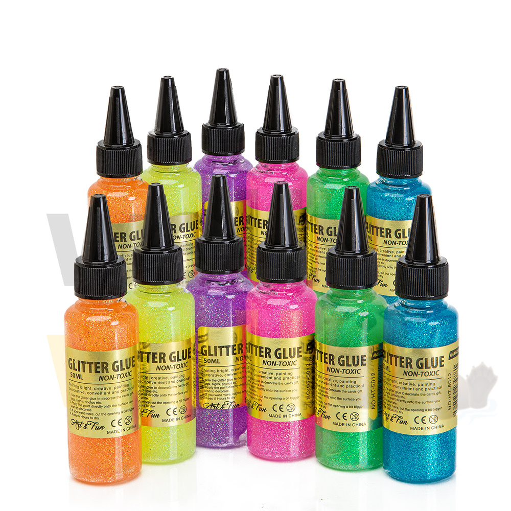 Глиттер для слаймов с блестками Клей с блестками Glitter glue 50 мл, 12 ...