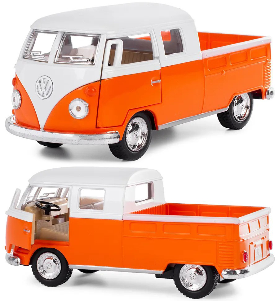 Машинка металлическая Kinsmart 1:34 1963 Volkswagen Classical Bus Double  (Фольцваген Автобус с открытым кузовом) 5387DKT инерционная, двери  открываются / Оранжево-белый - купить с доставкой по выгодным ценам в  интернет-магазине OZON (354575835)