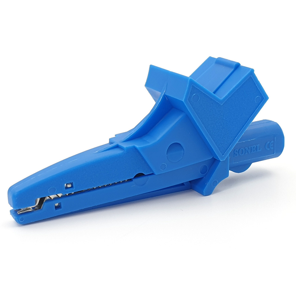 Зажим Крокодил изолированный голубой K02 (для мультиметра разъем 4 мм ...