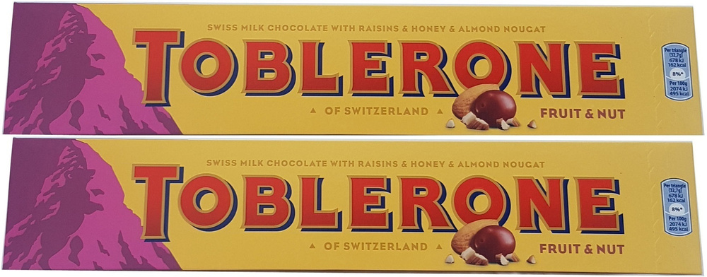 Молочный шоколад Toblerone Fruit and Nut / Тоблерон Фрут энд Нат 100 г. 2 шт. (Швейцария)  #1