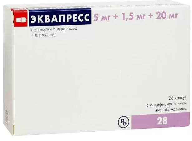 Эквапресс, капсулы с модиф. высв. 5 мг+1.5 мг+20 мг, 28 шт. #1