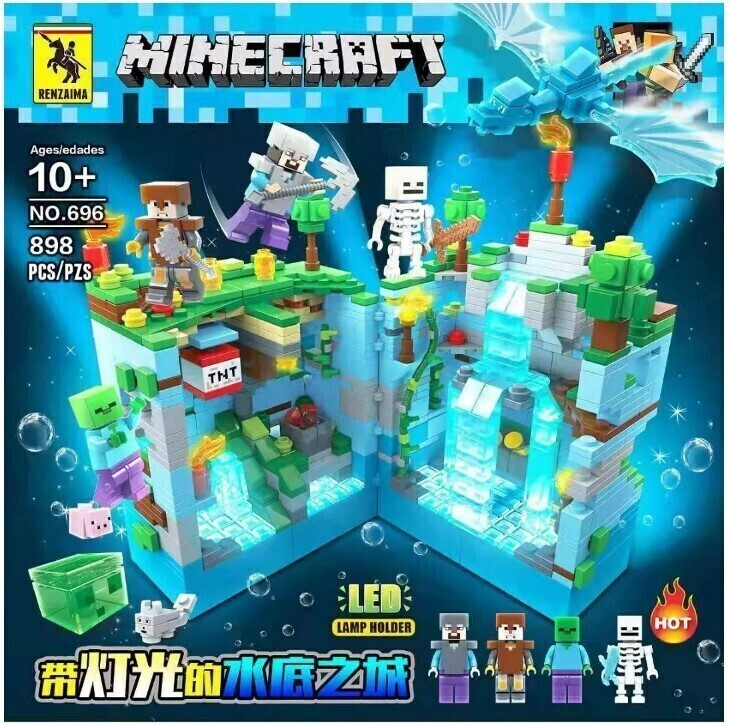 Конструктор Майнкрафт Голубая крепость с LED подсветкой / Minecraft 898 деталей #1
