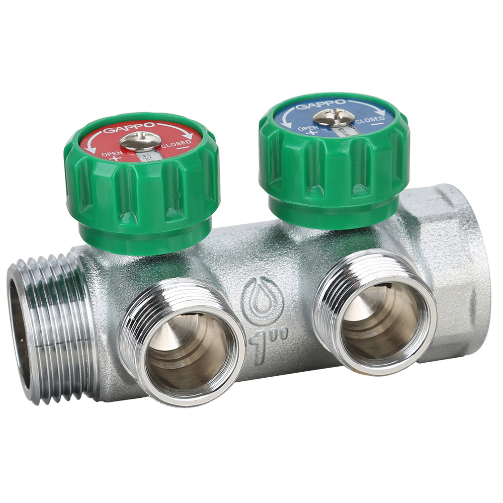 Коллектор регулирующий евроконус ВР-НР Gappo G1002.02 1"x3/4"x2-вых уп ...