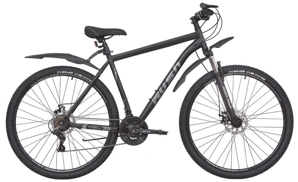Велосипед взрослый горный дисковый 29" RUSH HOUR RX 905 21 скорость черный рама 21" рост 180-200 см. #1