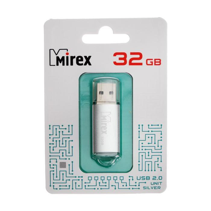 Флеш-карта Mirex Unit silver, 32 Гб, USB 2.0, чтение до 25 Мб/с, серебристая  #1