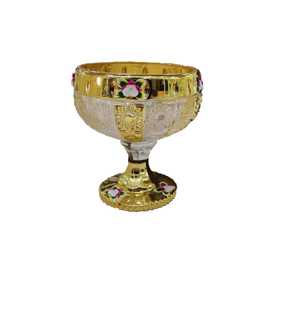 Креманка фигурная с цветным узором и золотыми вставками, (золотой).  #1