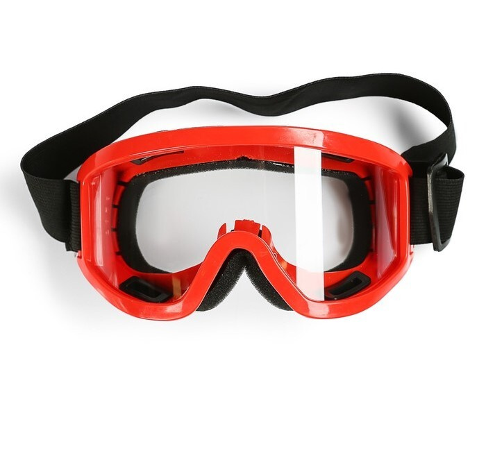 Очки-маска для езды на мототехнике, стекло прозрачное, цвет красный  #1