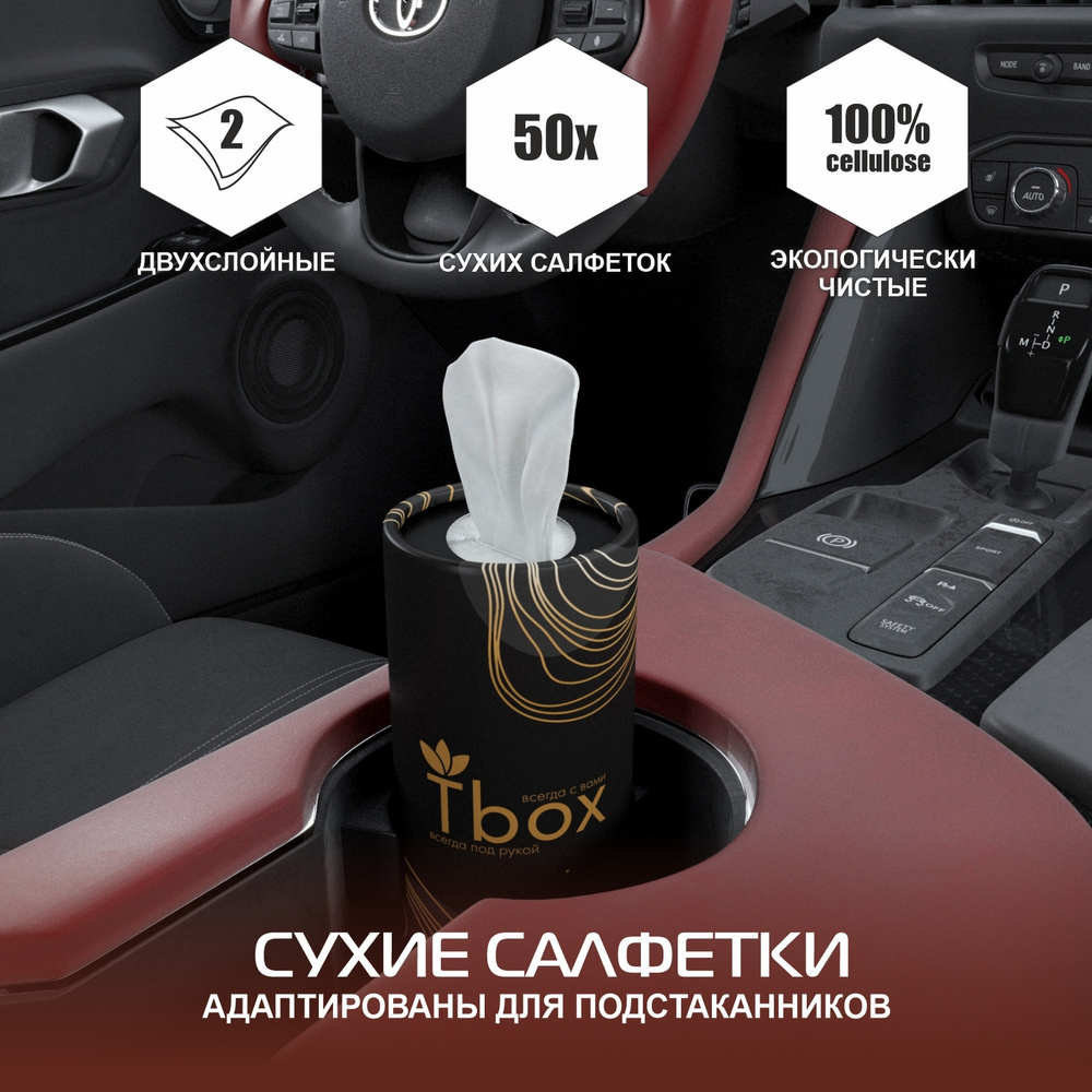 Салфетки бумажные в тубусе Tbox для авто черный (50 шт в упаковке) - купить  с доставкой по выгодным ценам в интернет-магазине OZON (498068753)