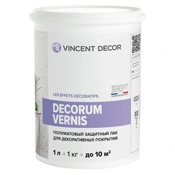 Лак защитный Vincent Decor Decorum Vernis полуматовый 1 л #1