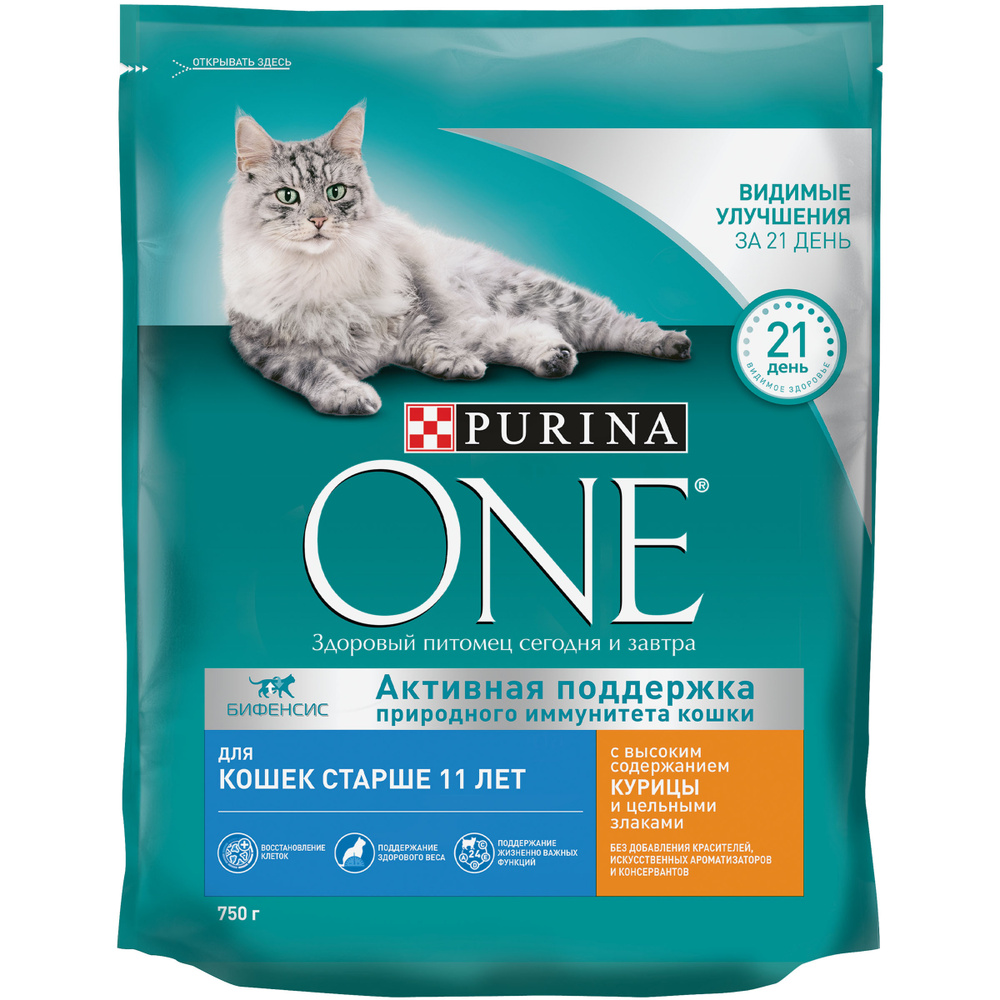 Сухой корм Purina для кошек старше 11 лет, с высоким содержанием курицы и цельными злаками 750 г х 1 #1