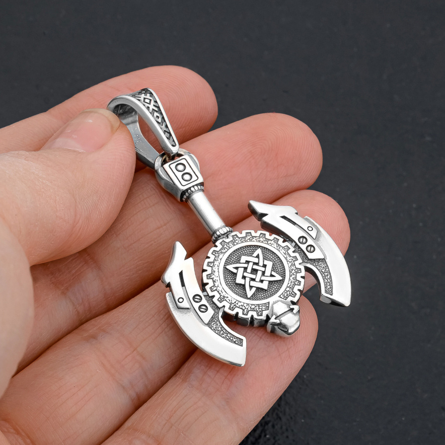 Серебро и Сталь Ювелирная мастерская Подвеска Мужской оберег секира ...