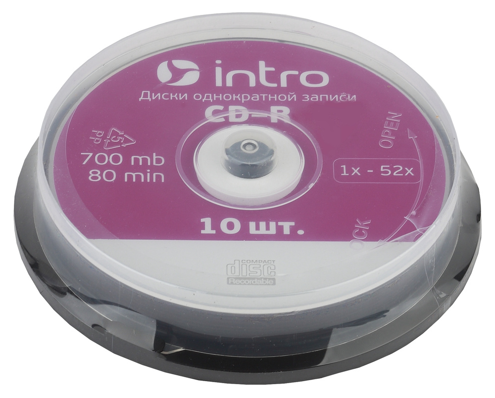 СD - R диски INTRO для записи музыки 10 штук / cd r диск 52x 700MB Cakebox  #1