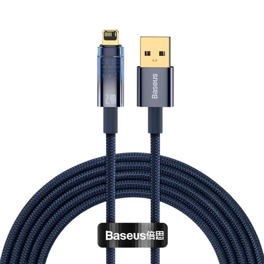 Кабель USB 2.0, Apple Lightning Baseus Explorer Series Auto Power-Off Fast  Charging Data Cable USB to Lightning 2.4A 1m - купить по низкой цене в  интернет-магазине OZON (558759272)