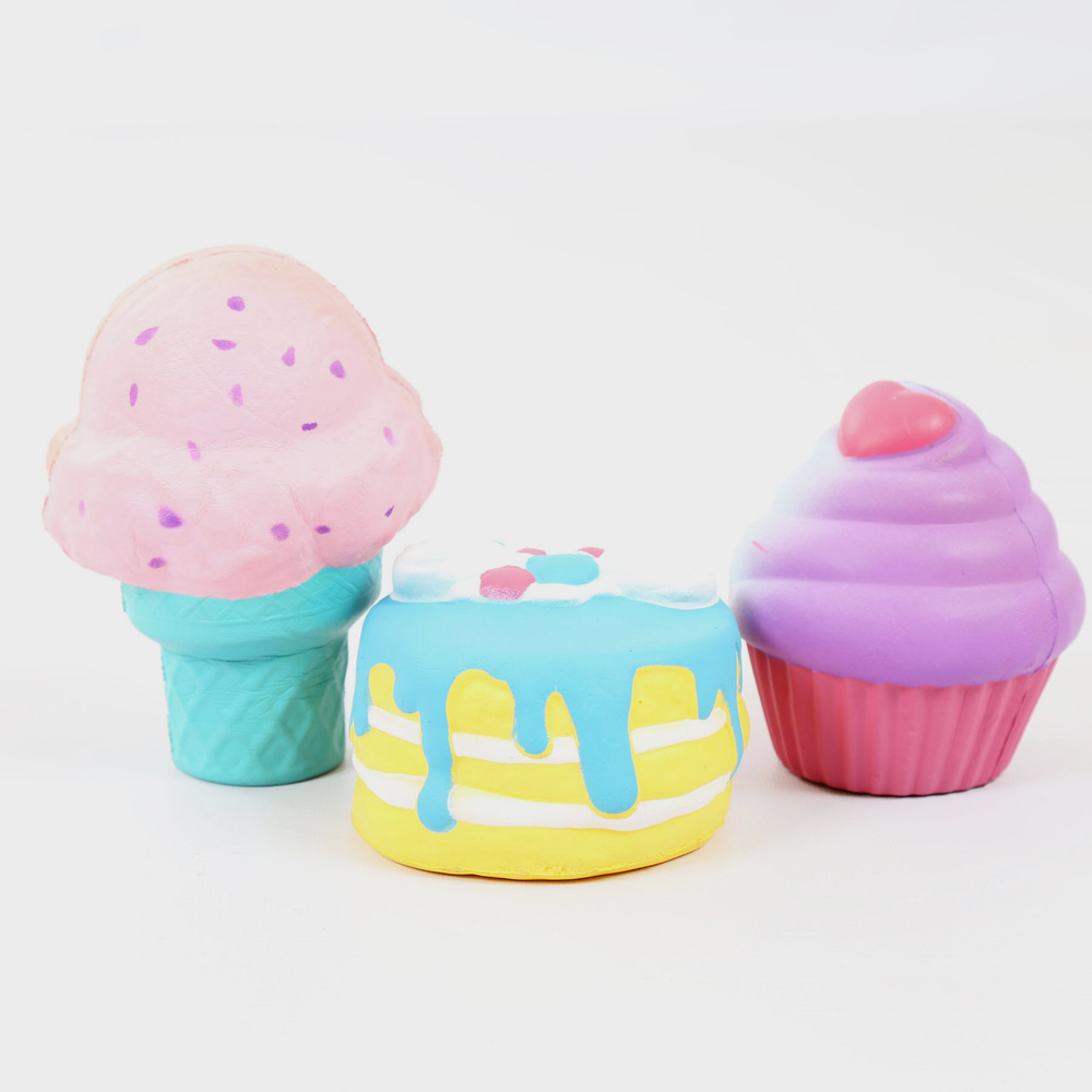 Сквиш сладости 3 штуки комплект / Сквиш торт, мороженое и кекс ...