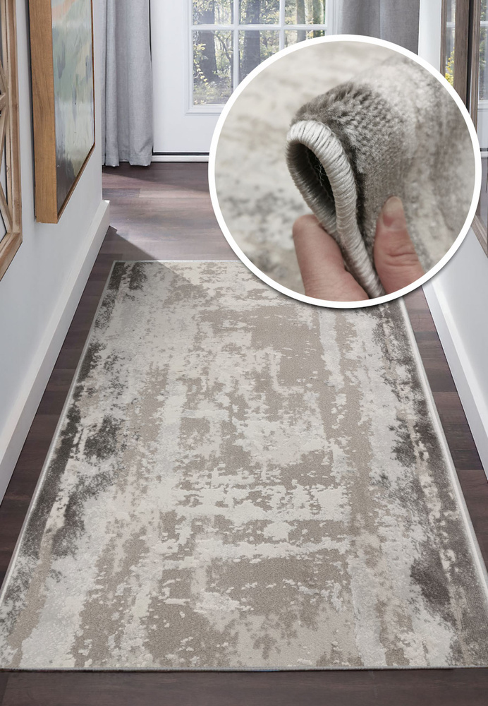 AVALON CARPET Ковровая дорожка Rimma Lux (Римма люкс) серая с рельефным ворсом, ковер на пол в зал, гостиную #1