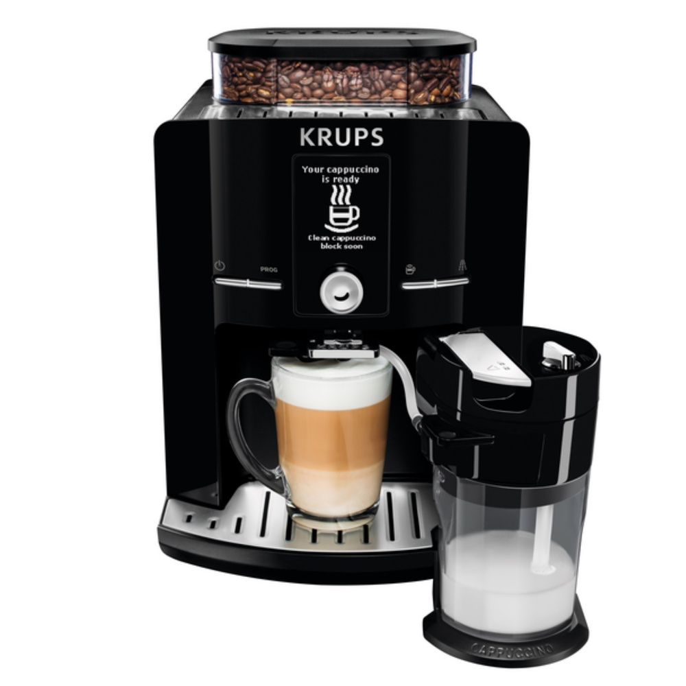 Автоматическая зерновая кофемашина Krups Espresseria EA829810 с  капучинатором, 5 рецептов, черная