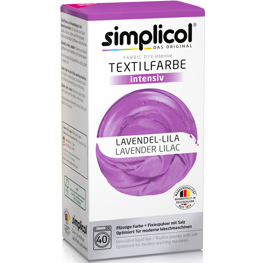 Simplicol INTENSIV All-in-1, ЛИЛОВАЯ, краска для одежды, тканей, текстиля, джинсов (краска 150 мл, фиксатор #1