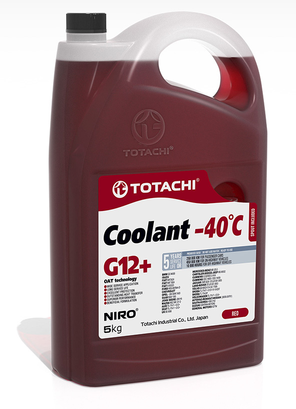 Антифриз красный TOTACHI NIRO COOLANT RED G12+, -40C, 5 литров #1