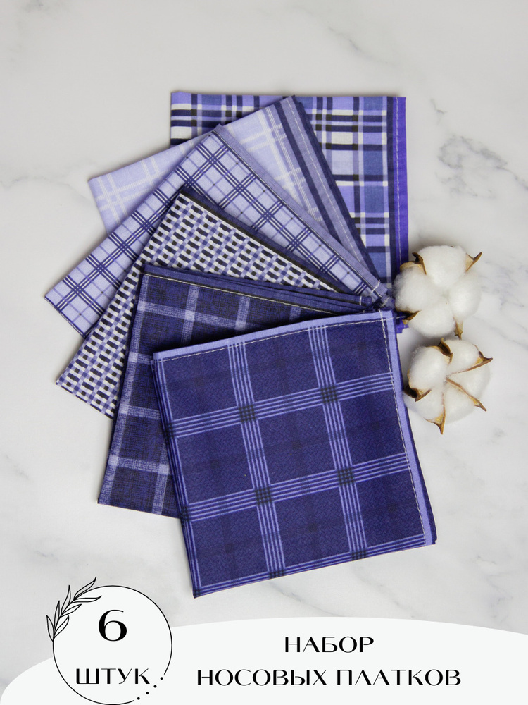 Носовые платки мужские 6 штук, 100% хлопок, 28х28 см - купить с ...