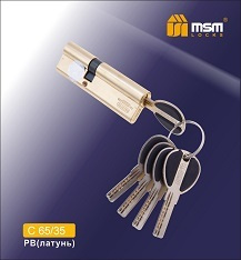 Цилиндровый механизм MSM C95PB мм ключ-ключ .Цвет золото.Размер цилиндра 35*60. Ключ перфорированный #1
