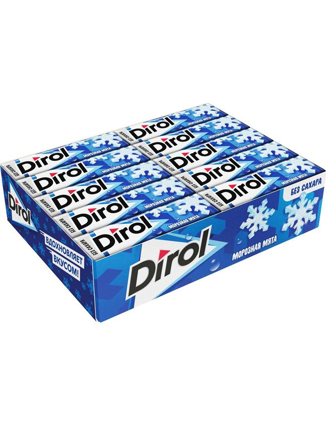 Жевательная резинка DIROL Морозная мята без сахара, 30 пачек по 13,6 ...