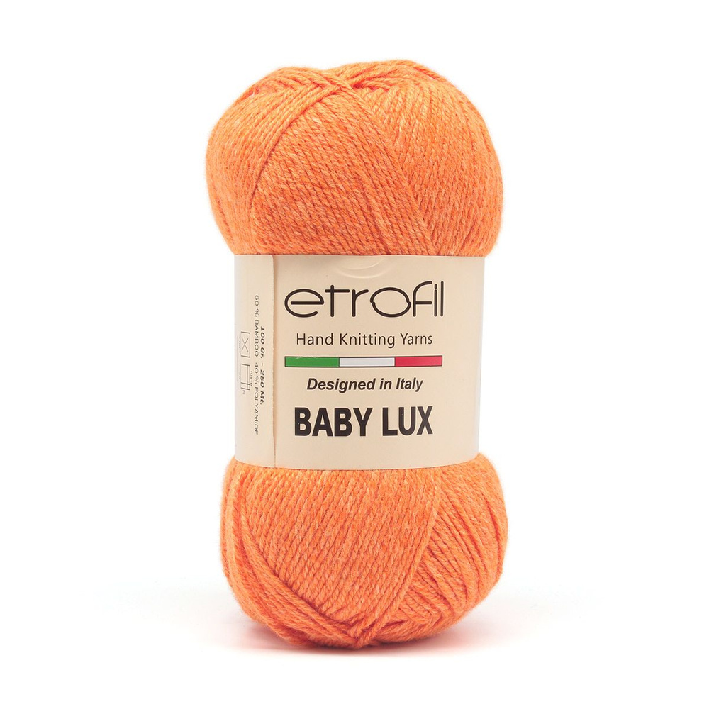 Пряжа Etrofil BABY LUX Этрофил Детская, 70254 оранжевый, 100 гр, 250 м, бамбук полиамид, 2 шт/упак.  #1