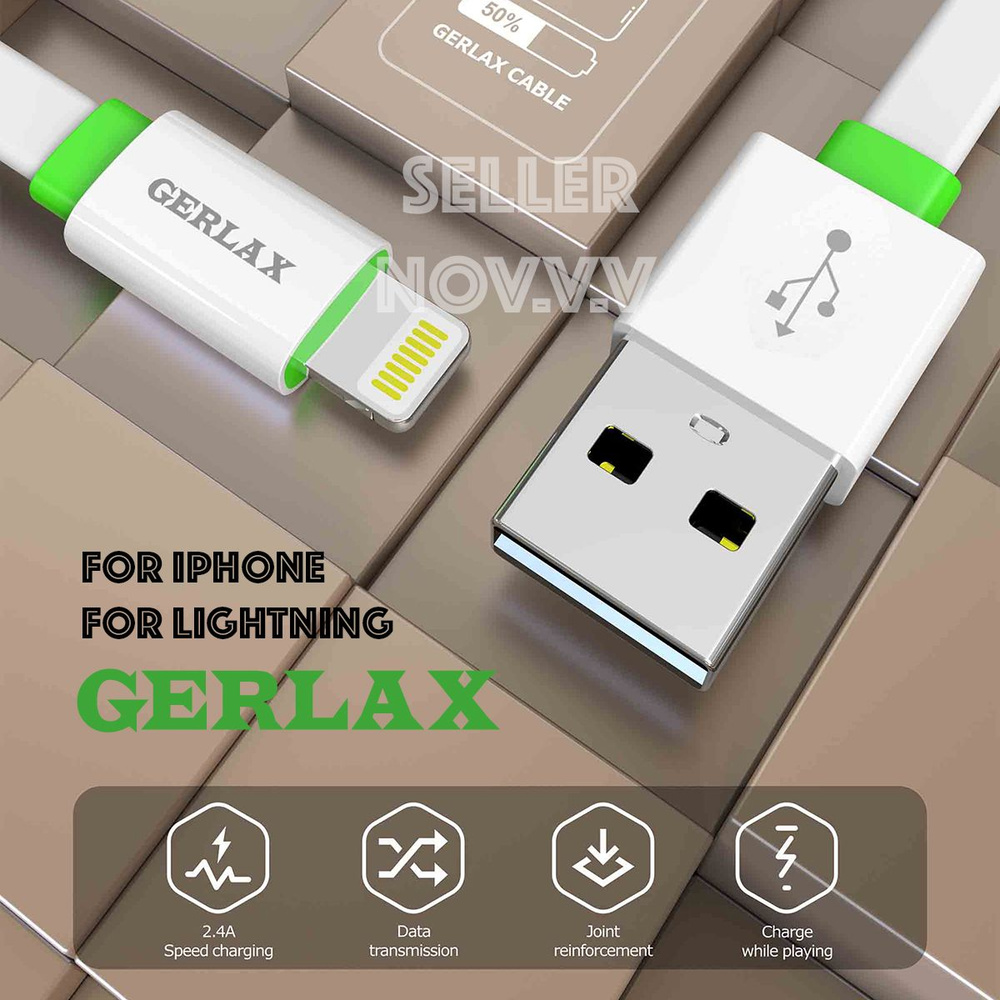 Кабель Apple Lightning Gerlax GD-34_Apple Lightning - купить по низкой цене  в интернет-магазине OZON (779097418)