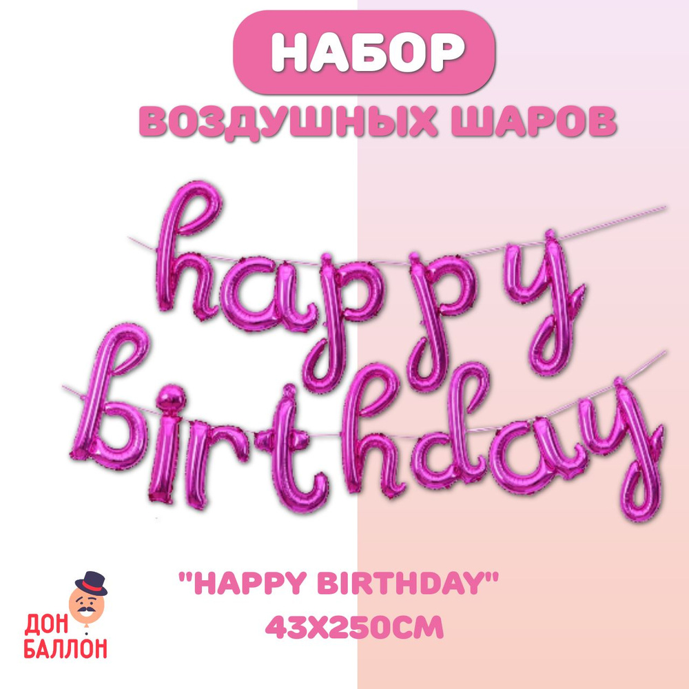 Надпись С днем рождения из шариков/ Надпись из воздушных шаров С днем Рождения #1