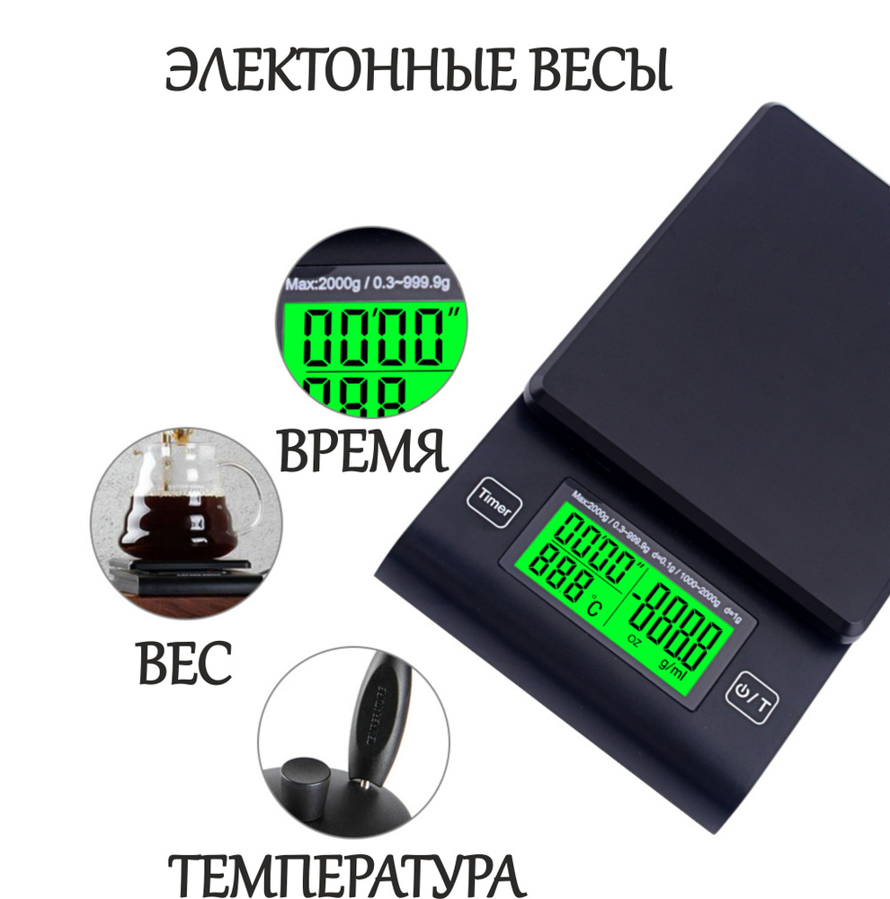 Mi-Box Электронные кухонные весы Кофейные весы, черный матовый