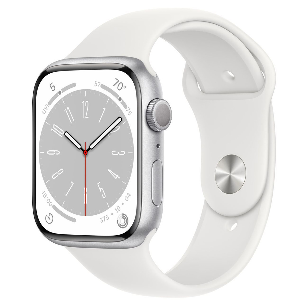 Купить смарт-часы Apple Watch S8 45mm Silver Al/White Sport M/L (MP6Q3) -  купить по низким ценам в интернет-магазине OZON (808000856)