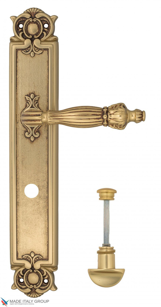 Дверная ручка на планке Venezia OLIMPO WC-2 PL97 французcкое золото + коричневый  #1