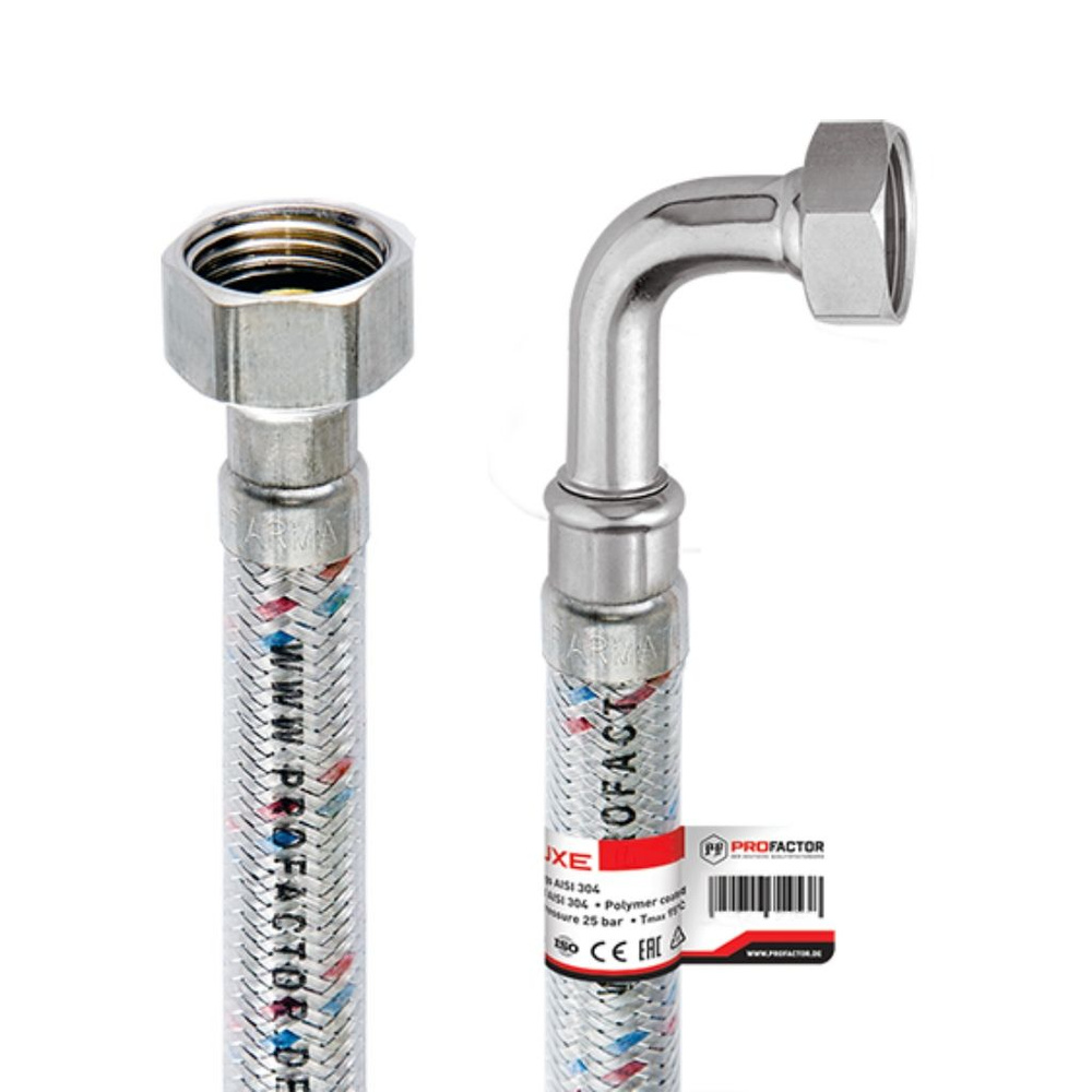 Подводка для воды 1/2"х0.8 м, Г-Г, угловая, сталь, полимер, ProFactor, PF WFH 527.80 #1
