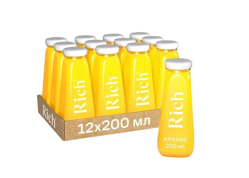 Сок Rich / Рич Ананас в стеклянной бутылке 0,2 л (12 штук) - купить с ...
