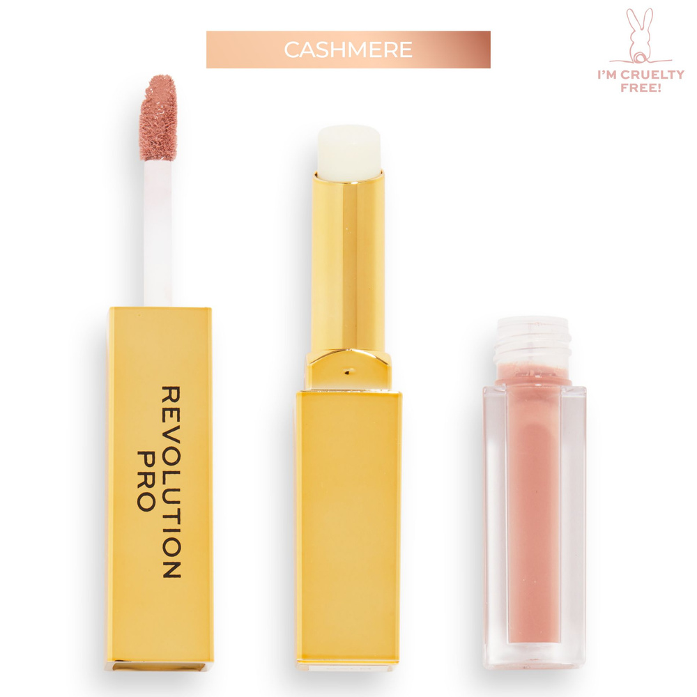 REVOLUTION PRO жидкая помада и бальзам для губ SUPREME STAY 24H LIP DUO: оттенок Cashmere, матовая, стойкая, #1