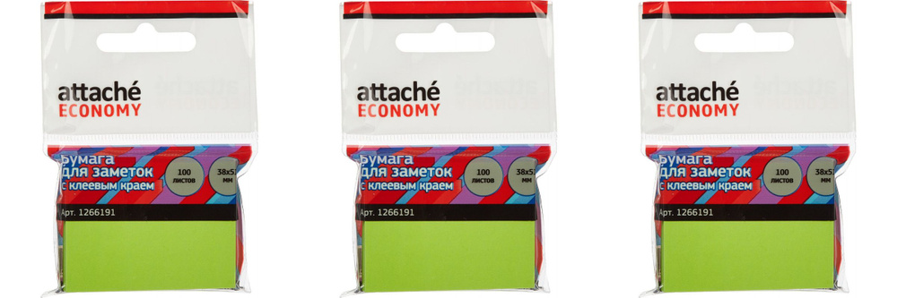 Attache Economy Стикеры 38x51 мм, неоновый зеленый, 3 уп #1