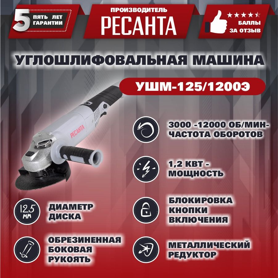 Шлифмашина угловая Ресанта УШМ-230/2300 - купить по низким ценам в  интернет-магазине OZON (1113702267)