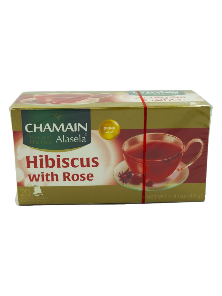 Чай натуральный КАРКАДЕ с Лепестками РОЗЫ / пакетированный чай "Chamain" 40гр. / Сирия  #1