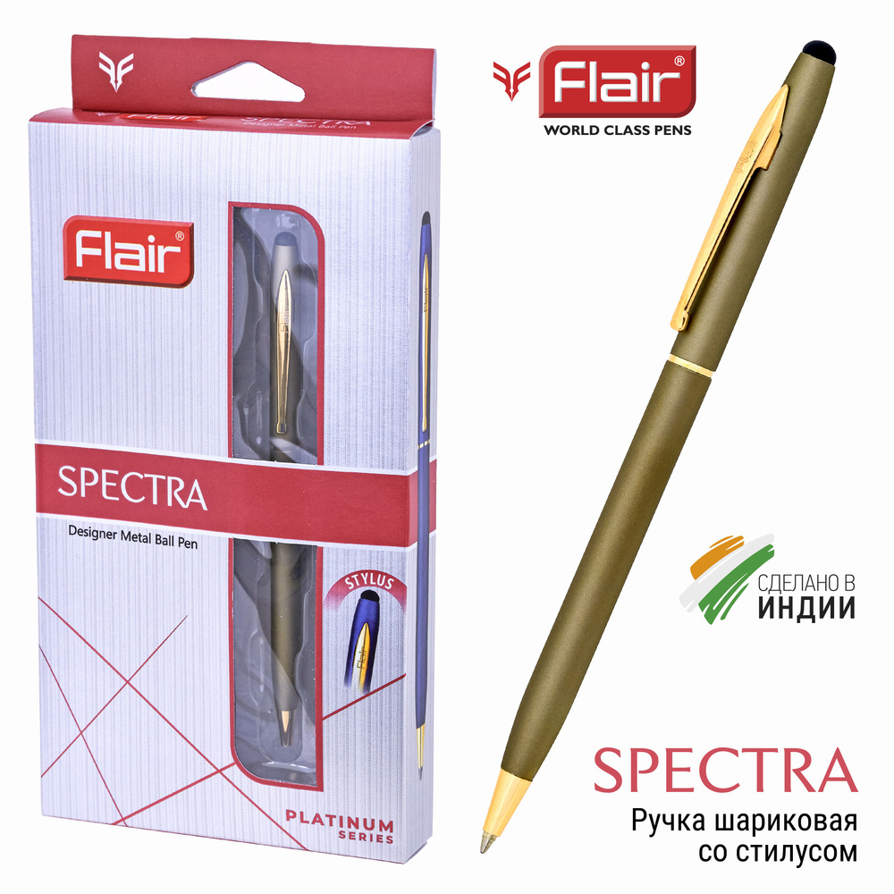 Ручка шарикировая автоматическая Flair SPECTRA, синяя, цв. корпуса серый  #1