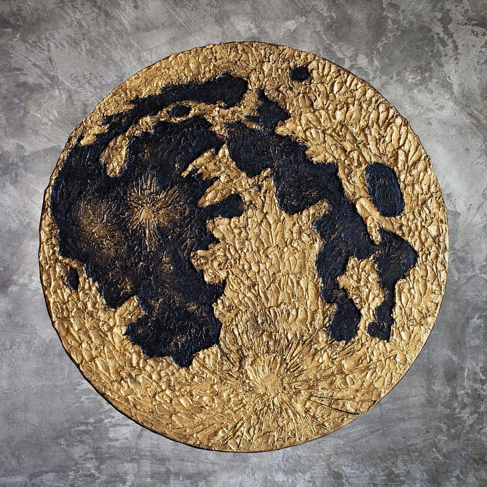 Картина ручной работы Луна интерьерная, круг 30 см, объемная текстура -  купить по низкой цене в интернет-магазине OZON (868386344)