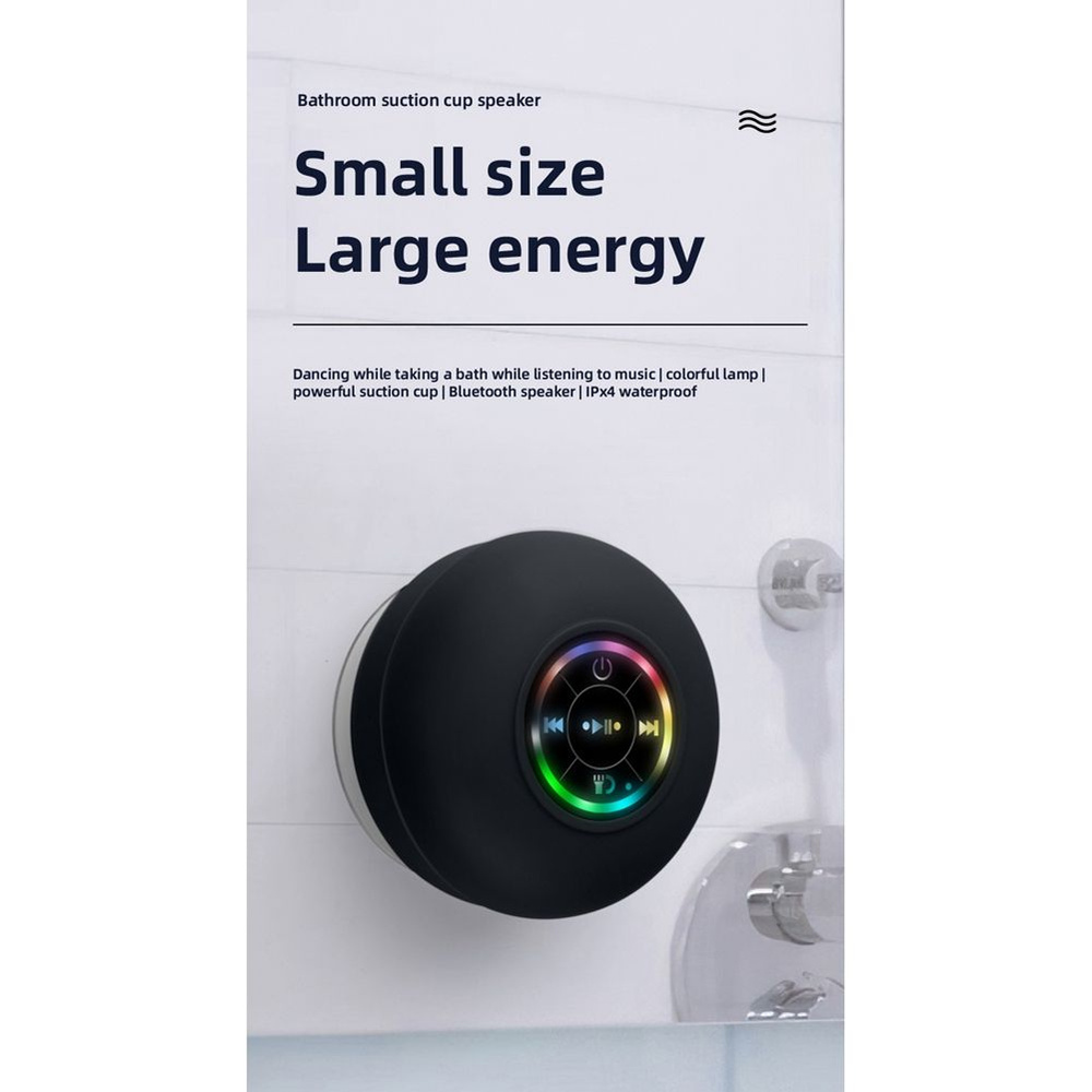Bluetooth динамик с RGB подсветкой на присоске черный - купить с ...
