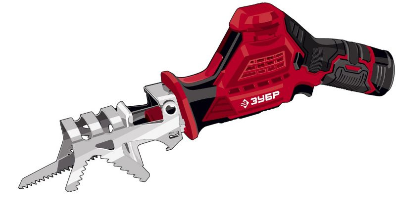 Пила сабельная аккумуляторная ЗУБР СПЛ-125-21 серия МАСТЕР, 1 АКБ (2Ач ...
