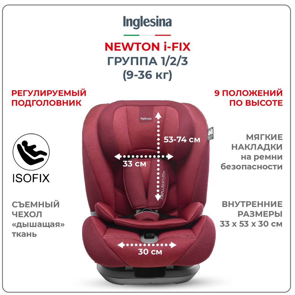 Inglesina Newton Автокресло группа 1/2/3 (9-36 кг) - купить с доставкой по  выгодным ценам в интернет-магазине OZON (182752340)