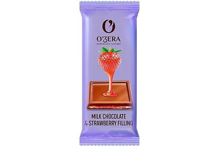 OZera, молочный шоколад с желейной клубничной начинкой Milk & Strawberry filling, 24 г (упаковка 30 шт.) #1