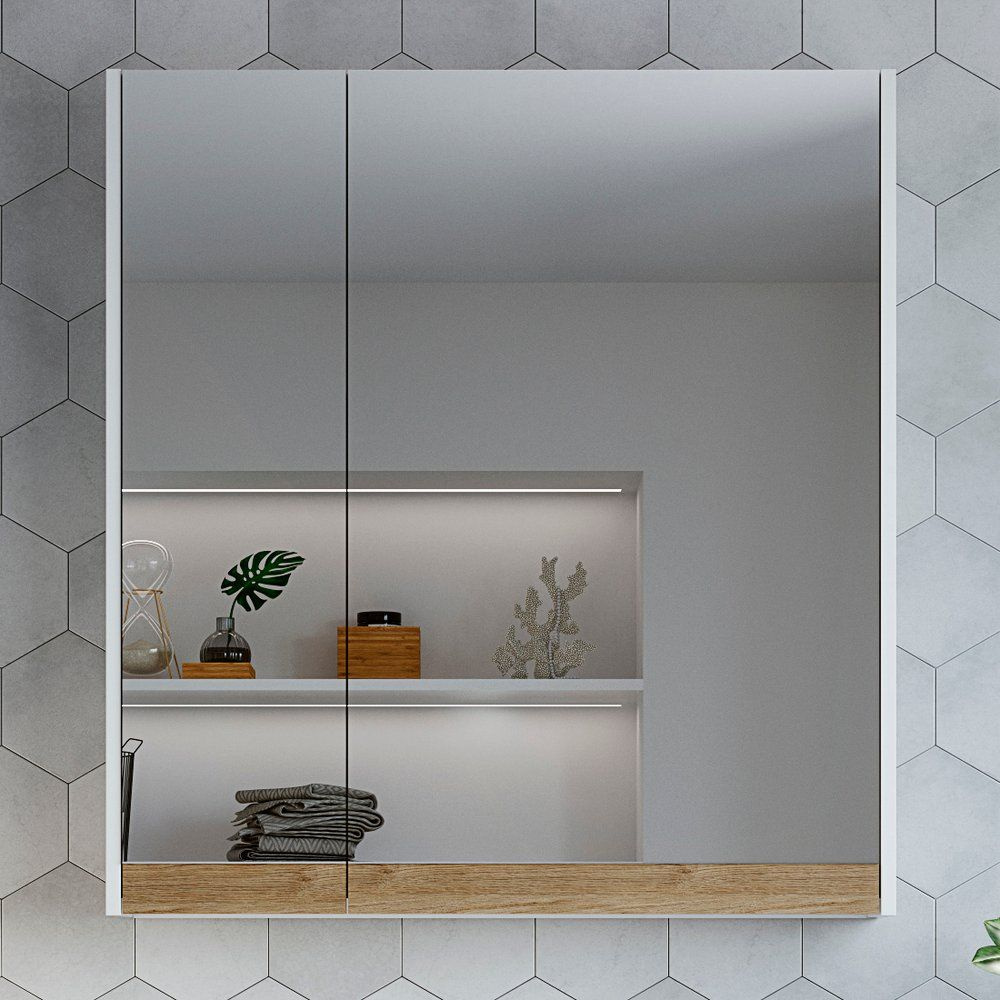 Зеркало-шкаф STWORKI Стокгольм 80 см, в скандинавском стиле, белое ...