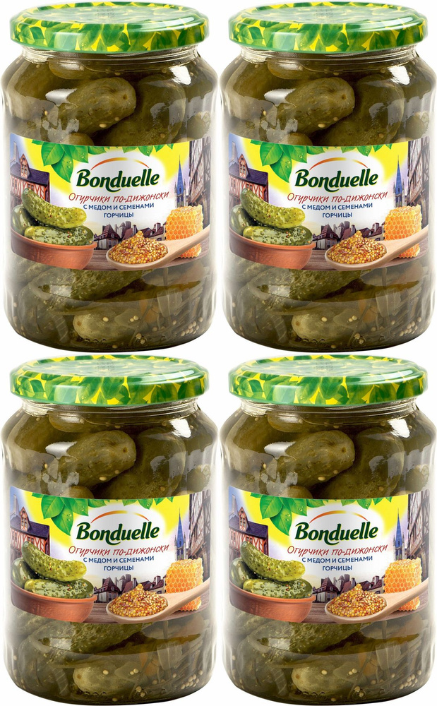Огурцы Bonduelle по-дижонски с медом и семенами горчицы, комплект: 4 упаковки по 720 г  #1