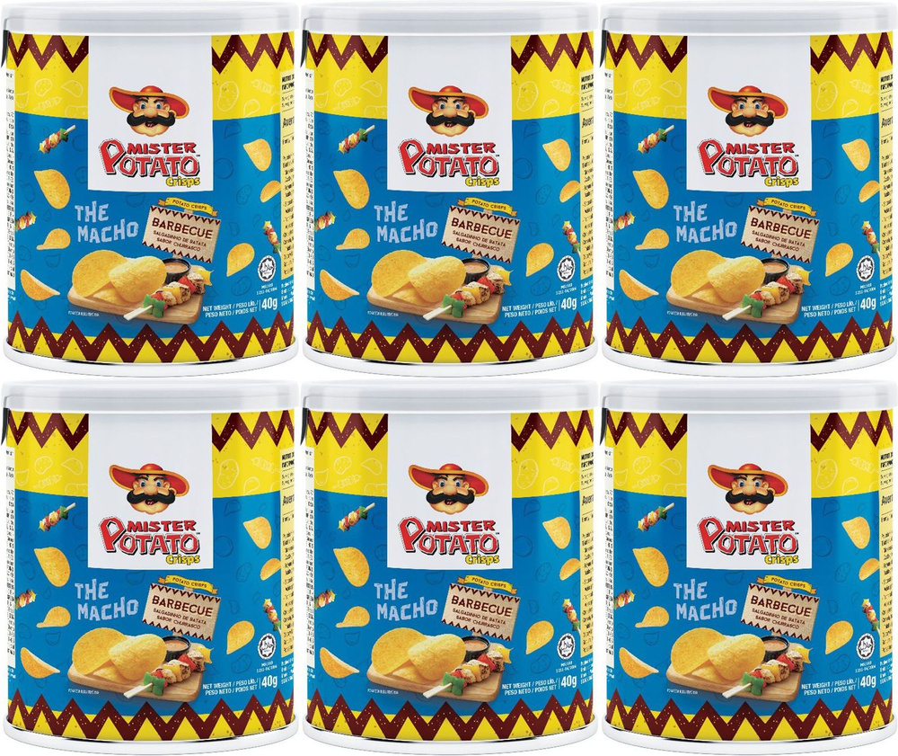Чипсы картофельные Mamee Mr Potato барбекю, комплект: 6 упаковок по 40 г  #1