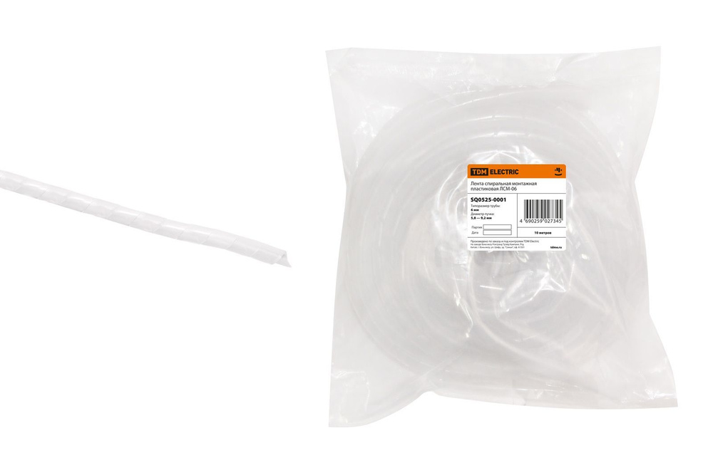 Спиральная монтажная пластиковая лента TDM ЛСМ-06 10 м/упак SQ0525-0001 - 5 упак  #1